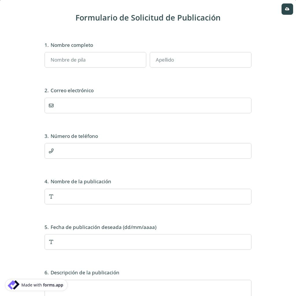 Formulario de Solicitud de Publicación