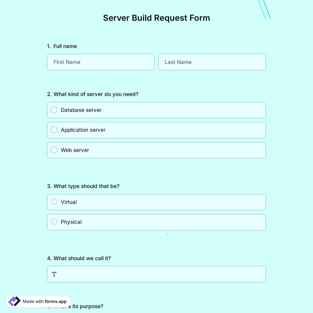 Server Build Request Form