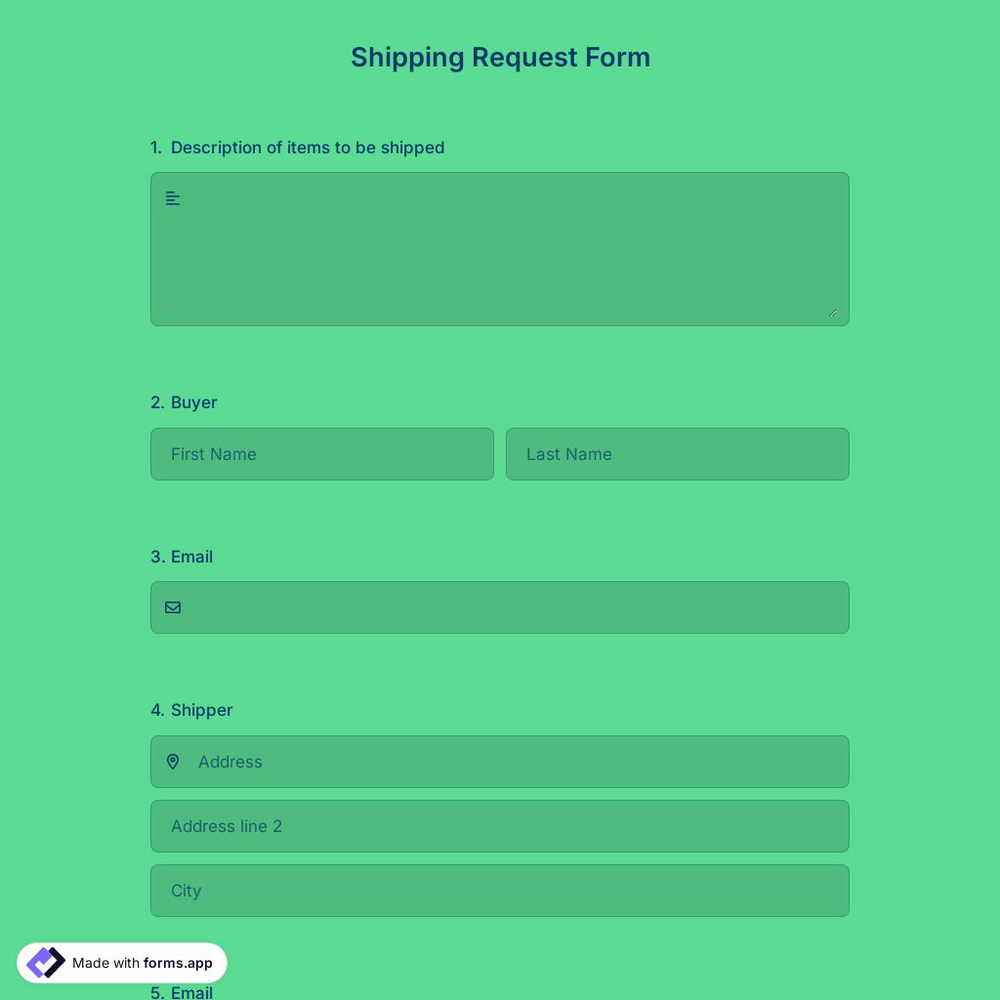 Shipping Request Form