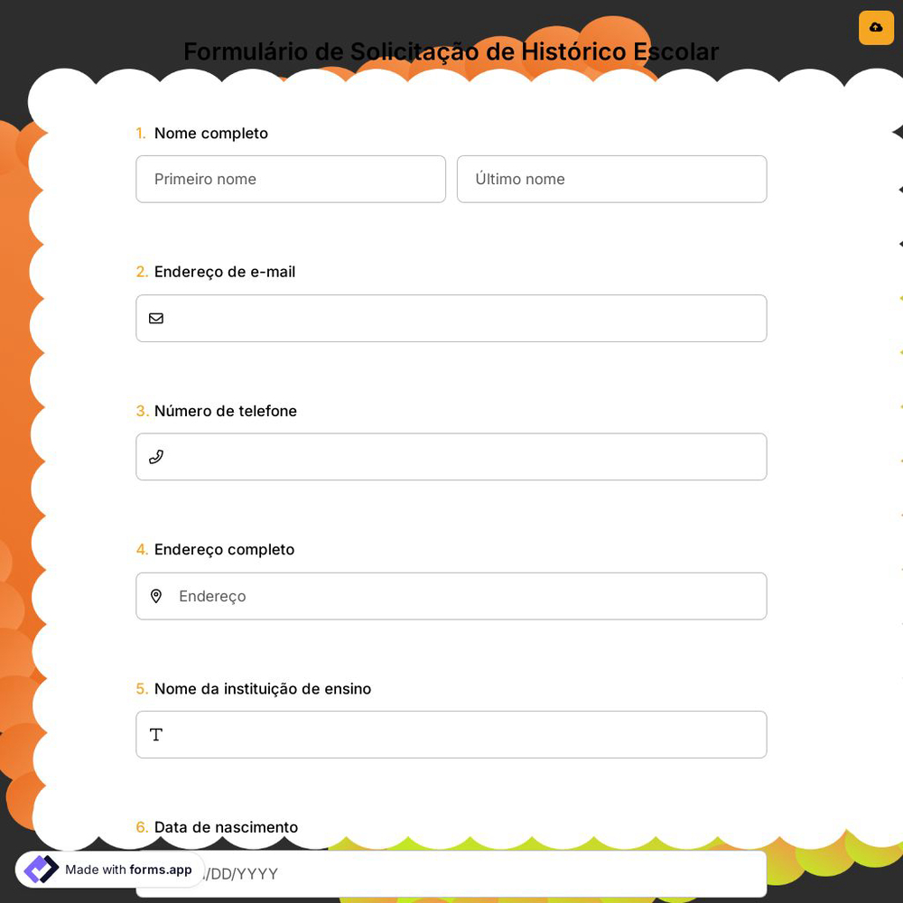 Formulário de Solicitação de Histórico Escolar