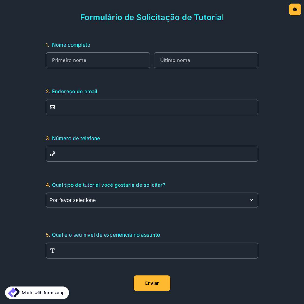 Formulário de Solicitação de Tutorial