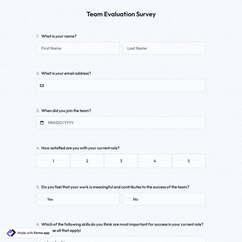 Team Evaluation Survey