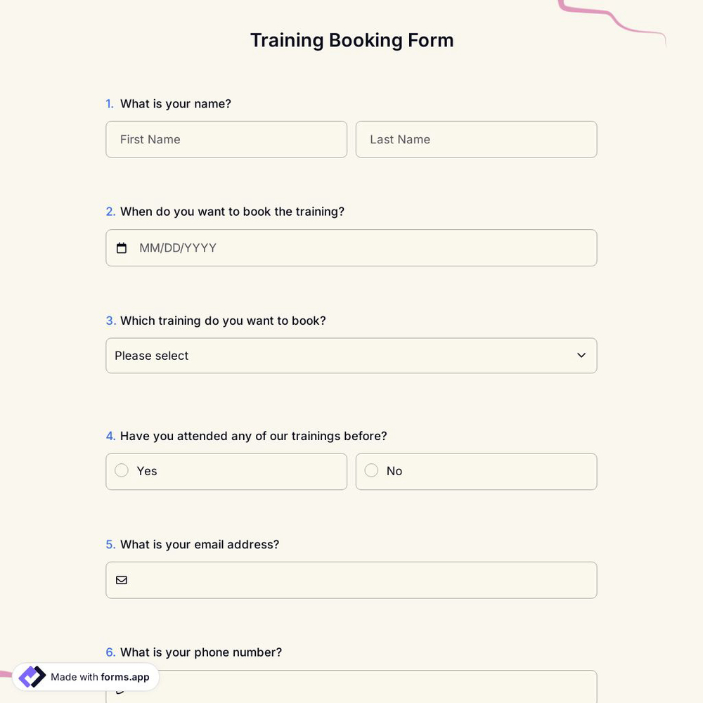 Training Booking Form