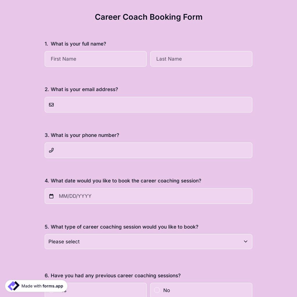 Career Coach Booking Form