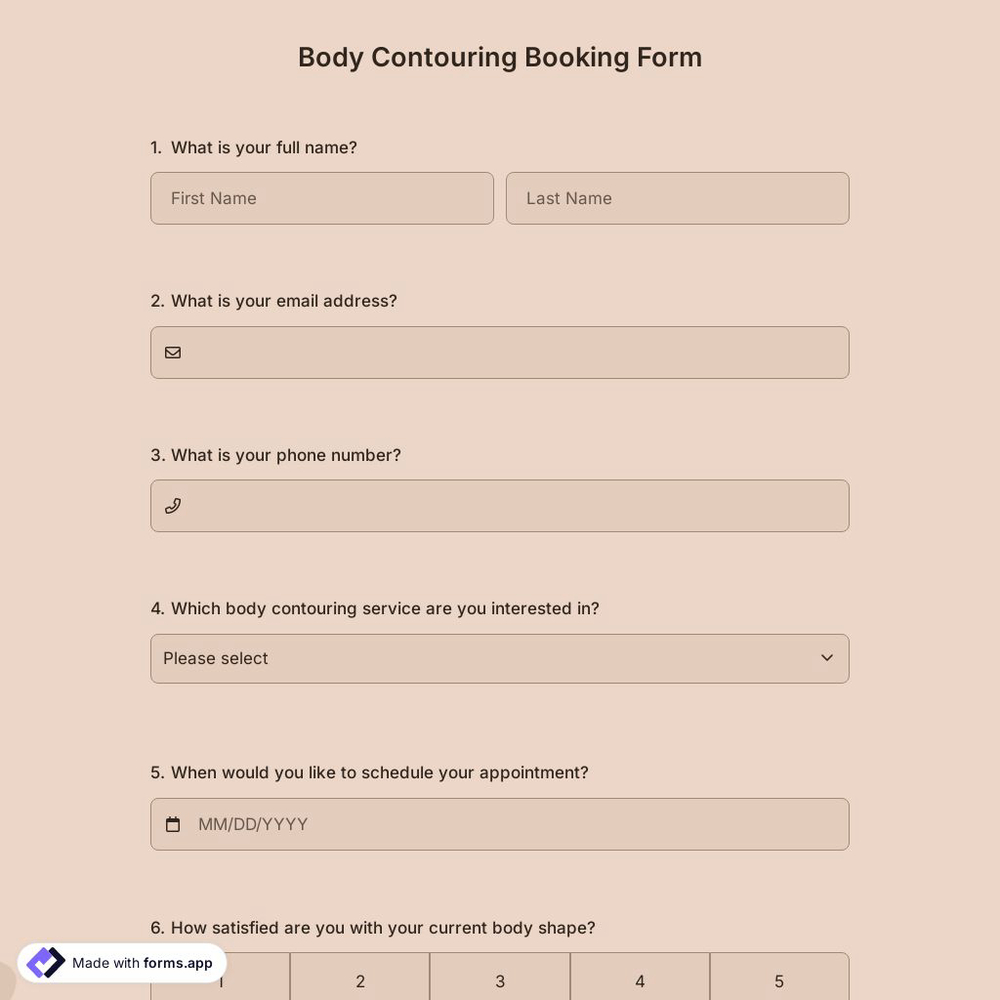 Body Contouring Booking Form