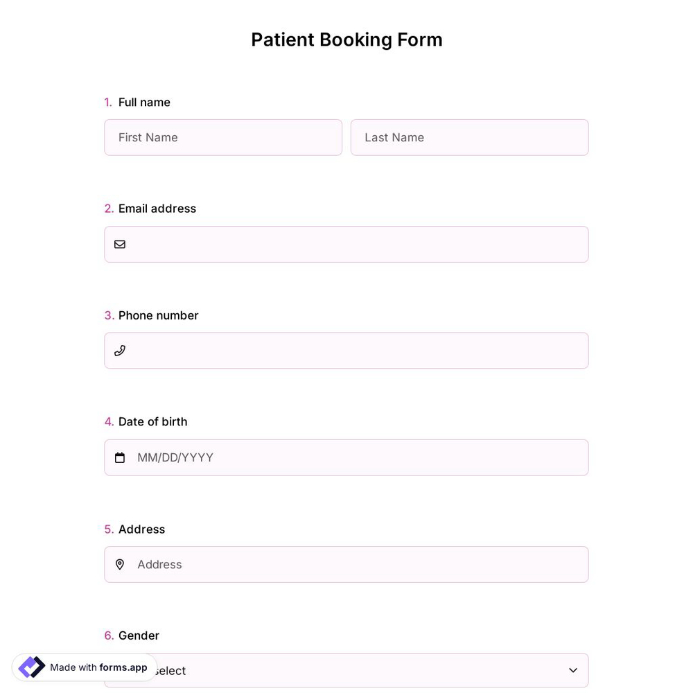 Patient Booking Form