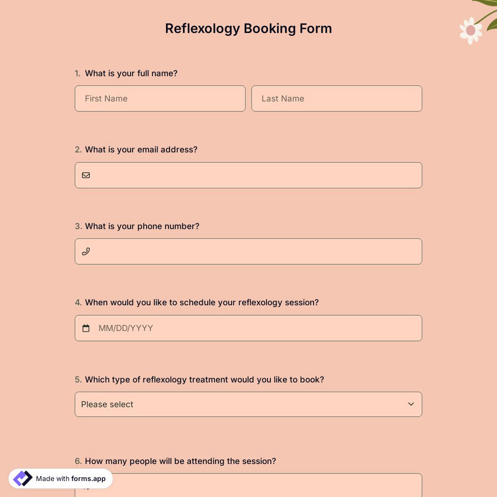 Reflexology Booking Form