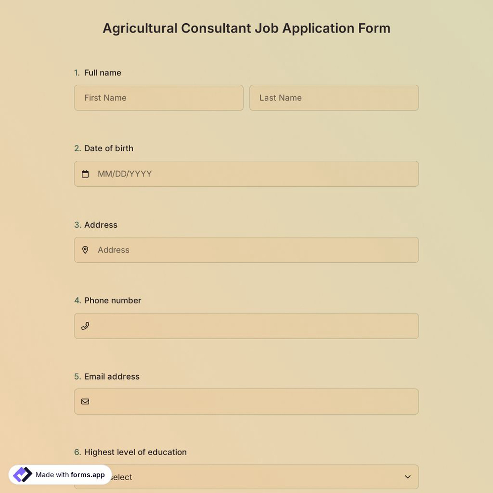 Agricultural Consultant Job Application Form