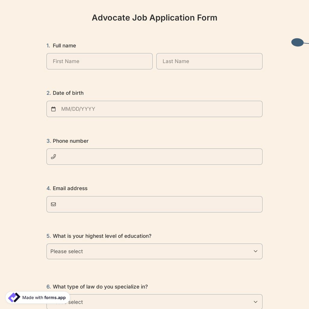 Advocate Job Application Form
