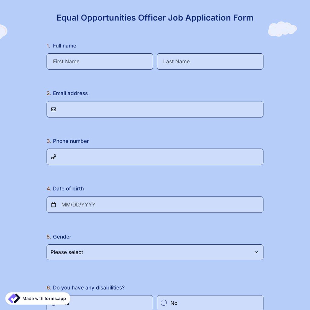 Equal Opportunities Officer Job Application Form