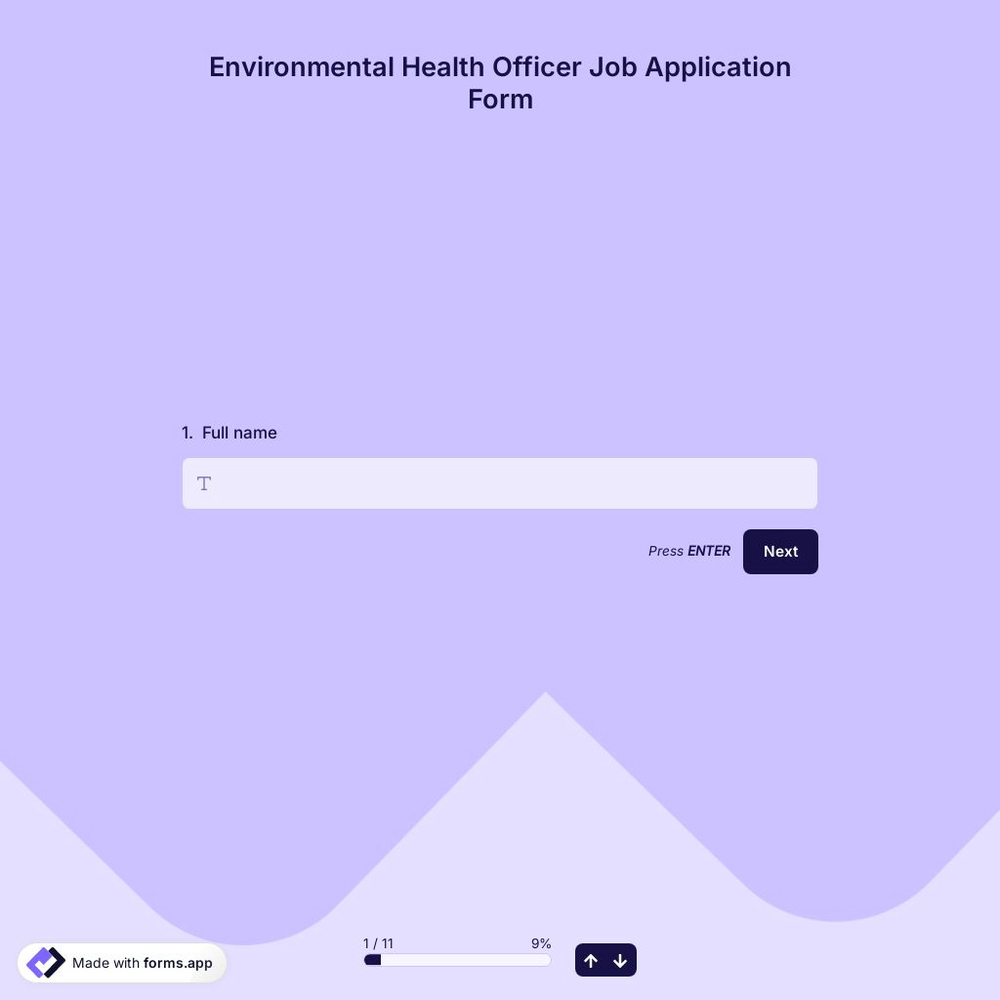 Environmental Health Officer Job Application Form