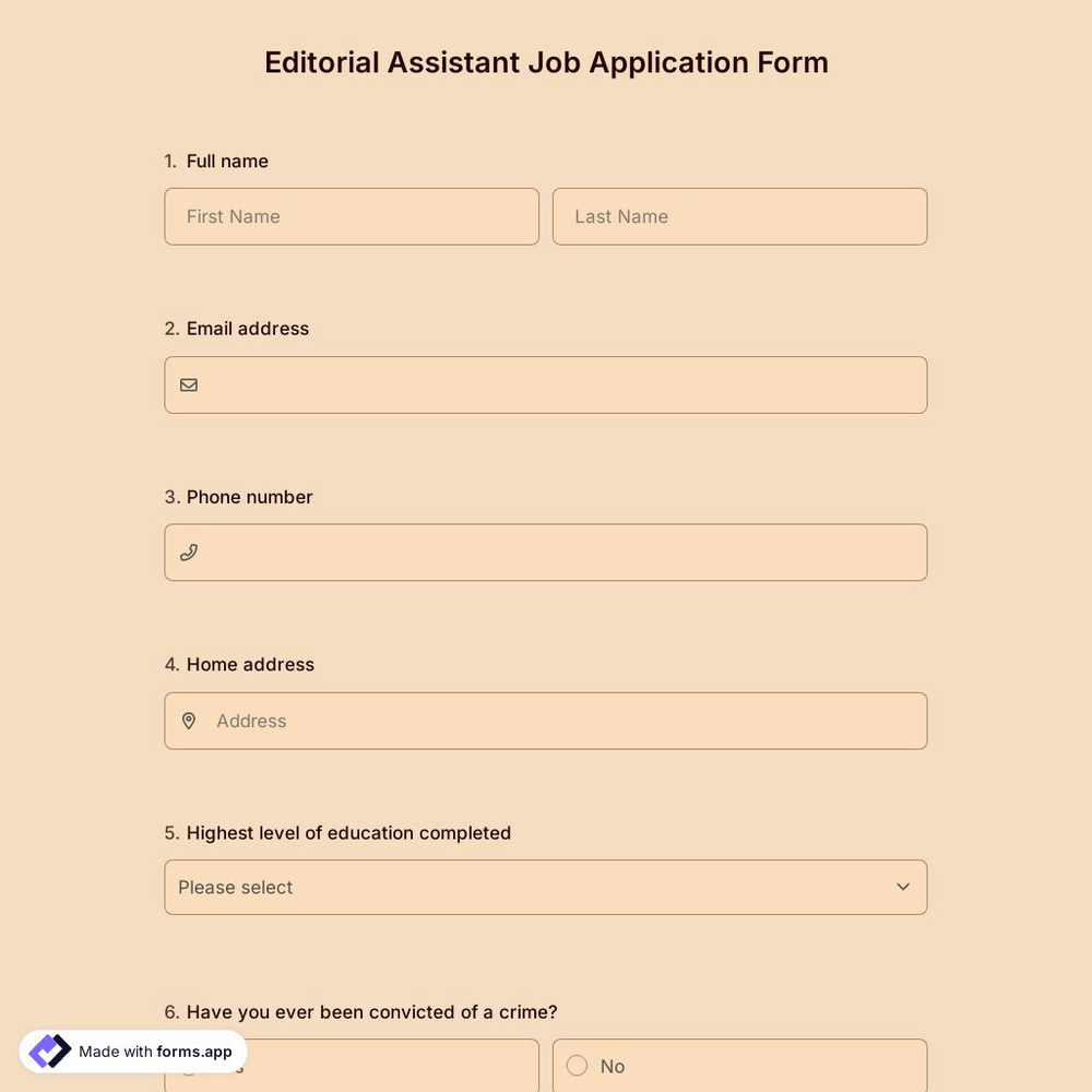 Editorial Assistant Job Application Form