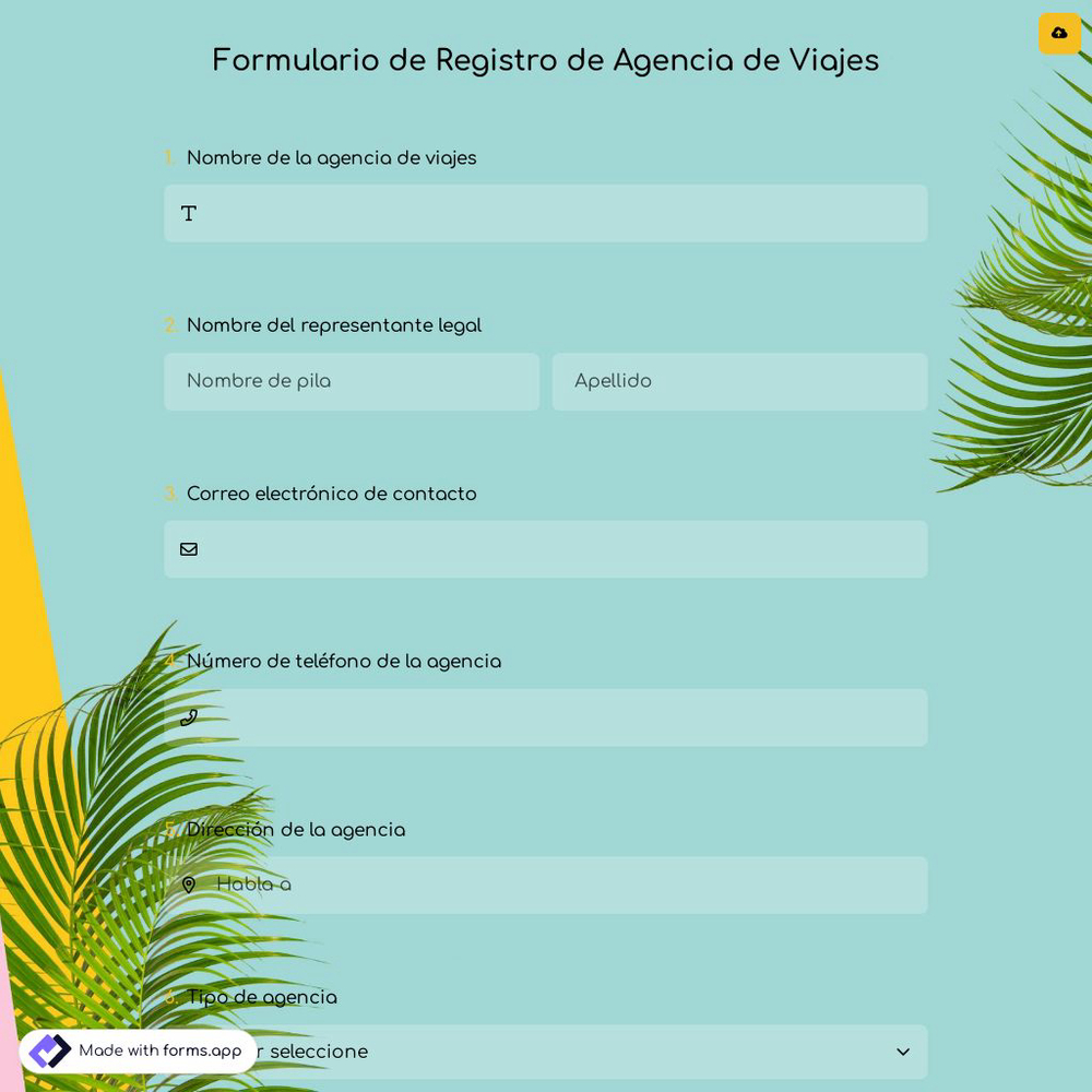 Formulario de Registro de Agencia de Viajes