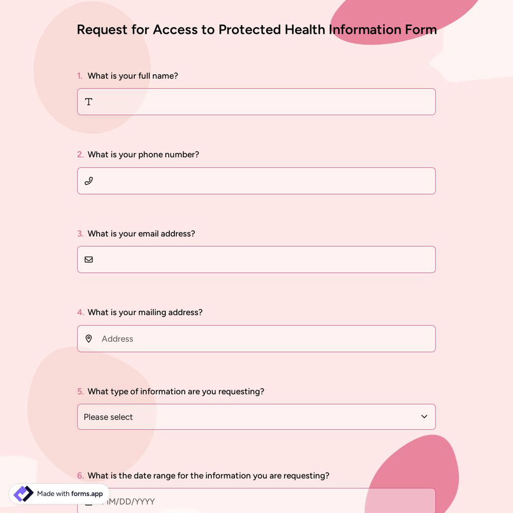 Request for Access to Protected Health Information Form