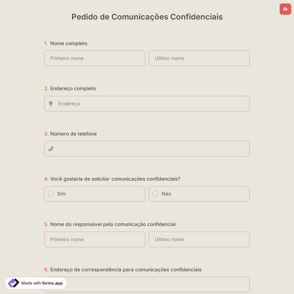 Pedido de Comunicações Confidenciais