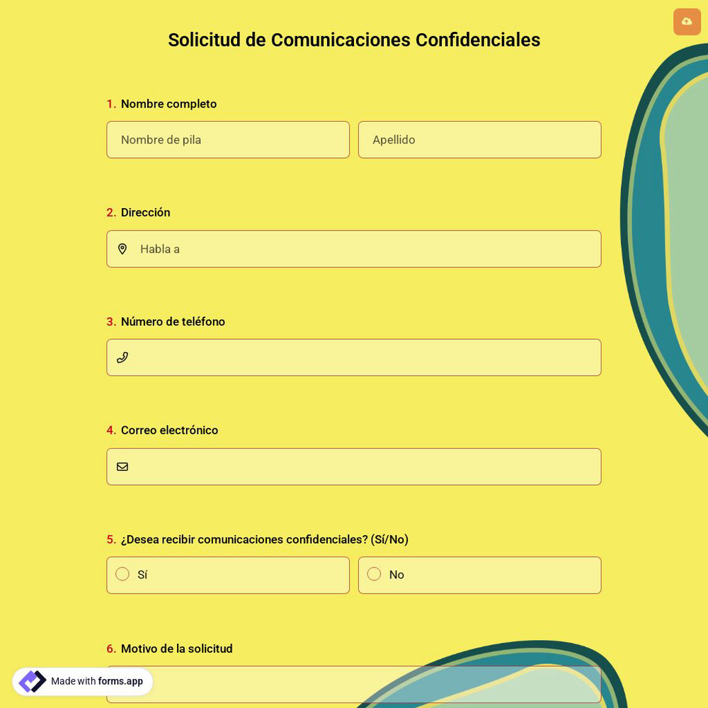 Solicitud de Comunicaciones Confidenciales