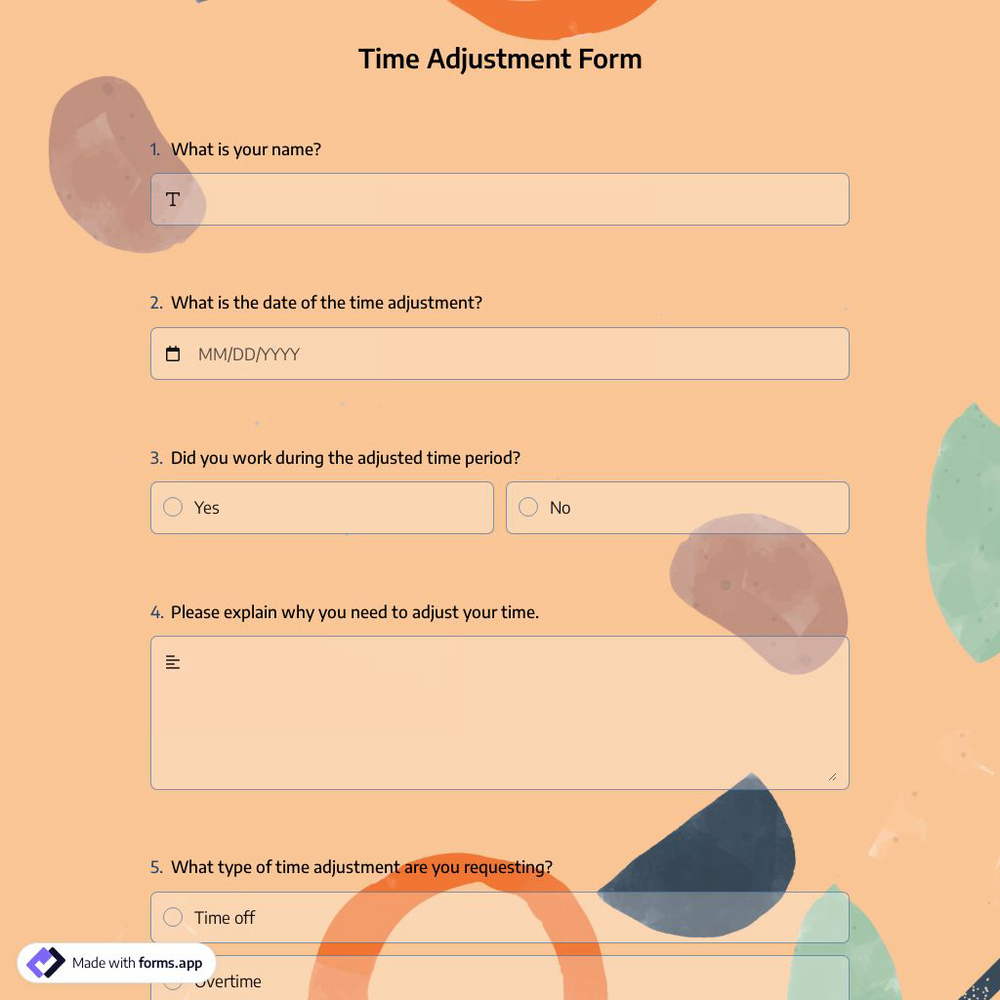 Time Adjustment Form