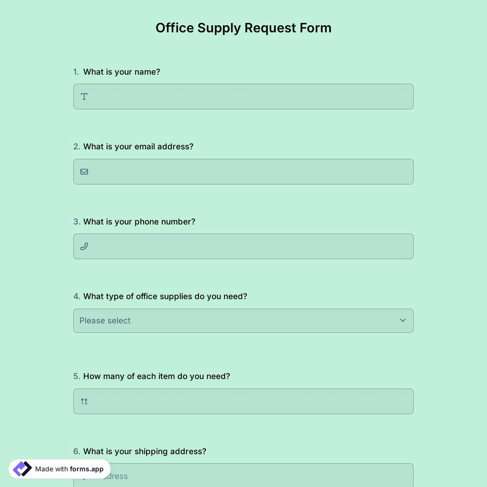 Office Supply Request Form