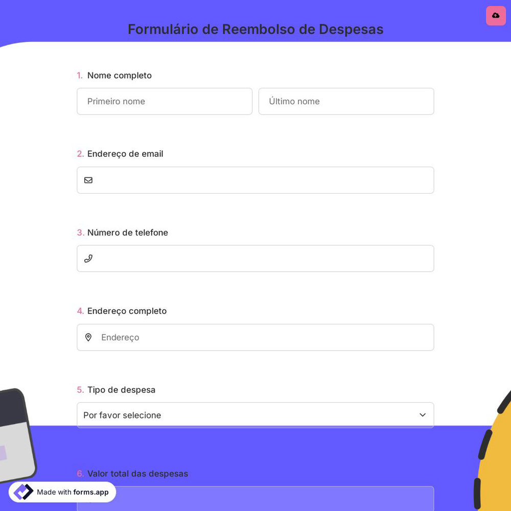 Formulário de Reembolso de Despesas