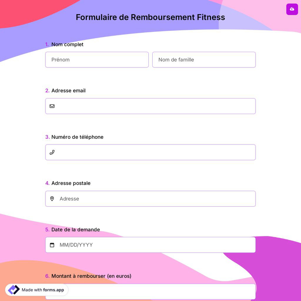 Formulaire de Remboursement Fitness