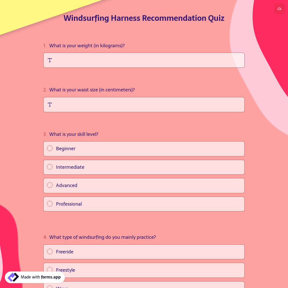 Windsurfing Harness Recommendation Quiz