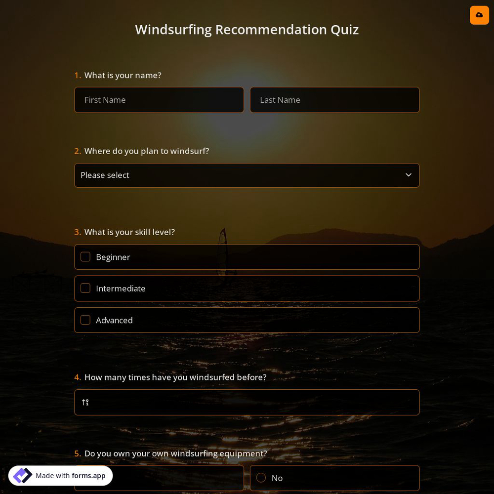 Windsurfing Recommendation Quiz
