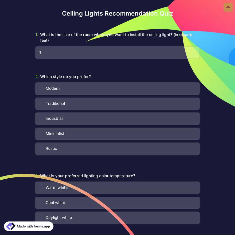 Ceiling Lights Recommendation Quiz