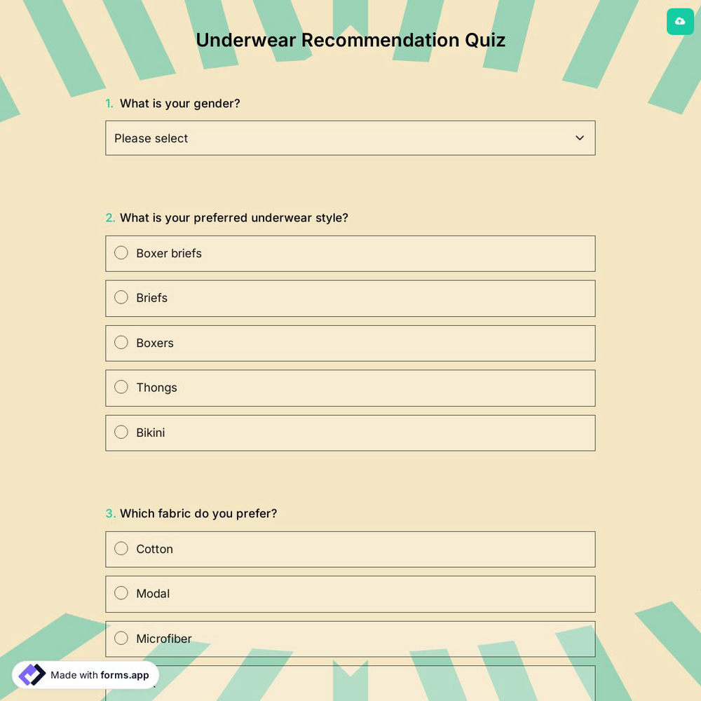 Underwear Recommendation Quiz