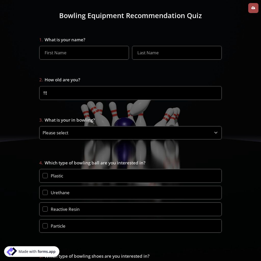 Bowling Equipment Recommendation Quiz