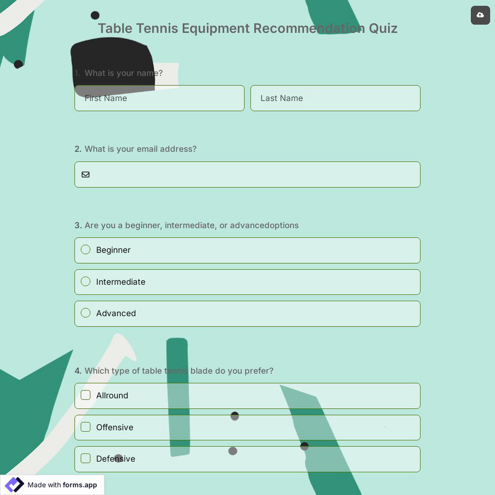 Table Tennis Equipment Recommendation Quiz