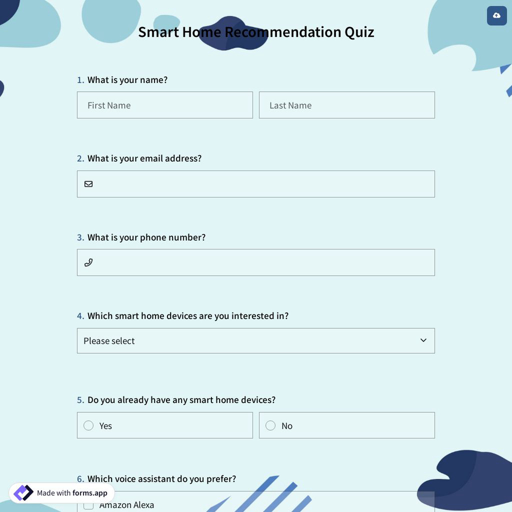 Smart Home Recommendation Quiz