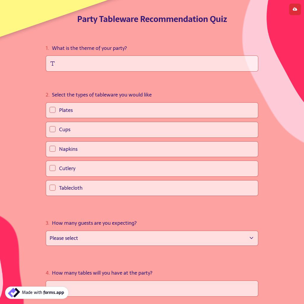 Party Tableware Recommendation Quiz