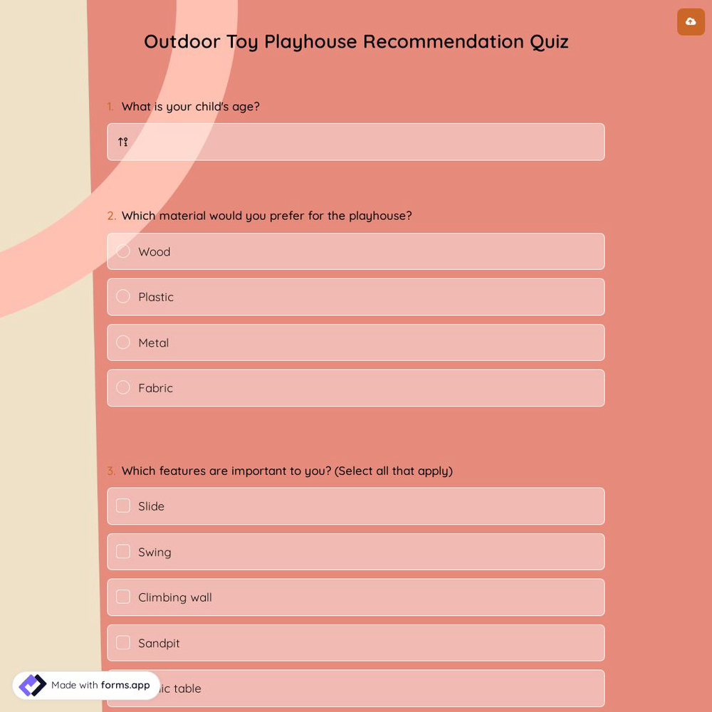 Outdoor Toy Playhouse Recommendation Quiz