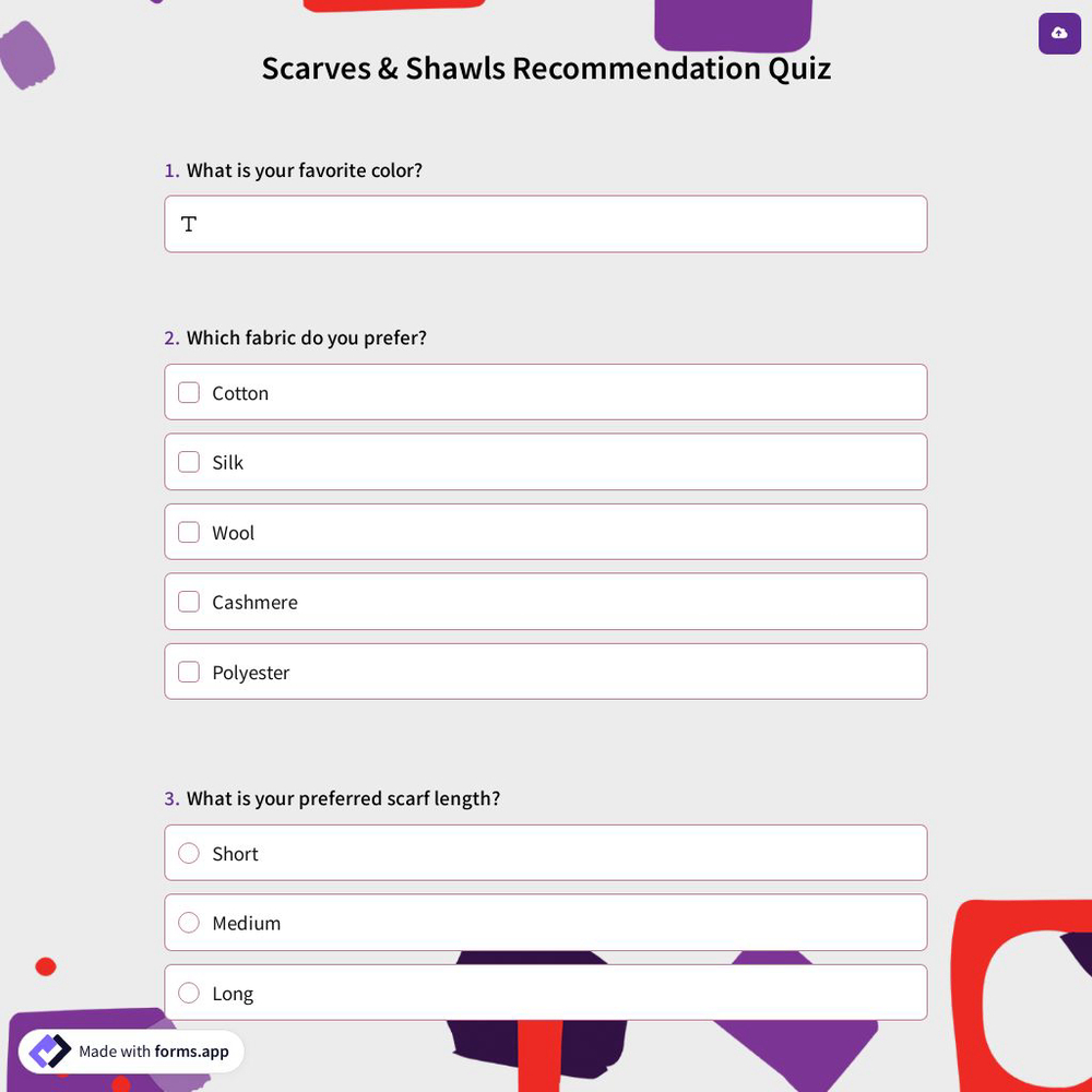 Scarves & Shawls Recommendation Quiz