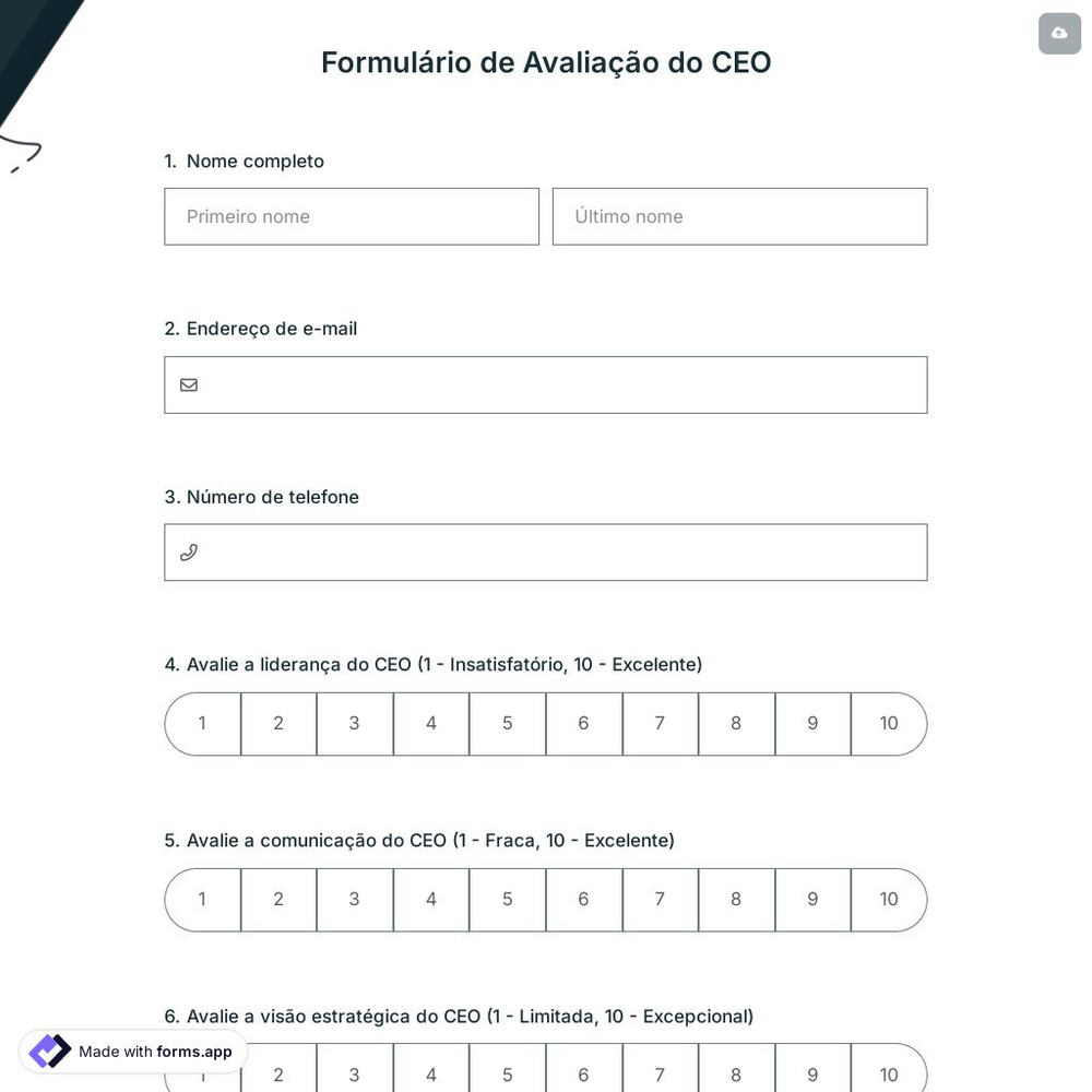 Formulário de Avaliação do CEO