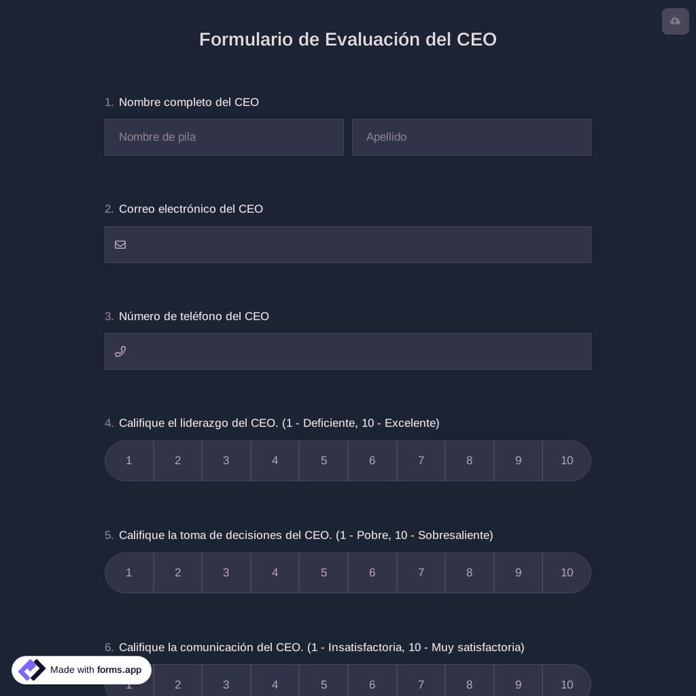 Formulario de Evaluación del CEO