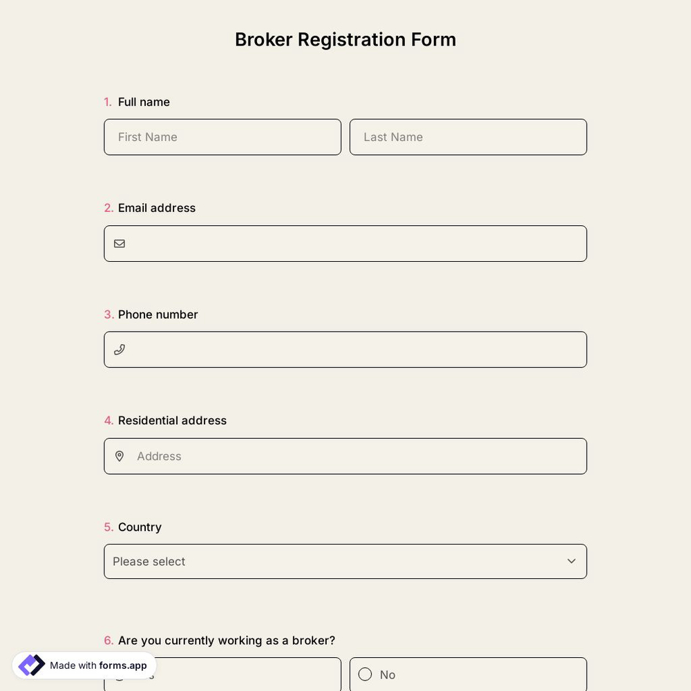 Broker Registration Form