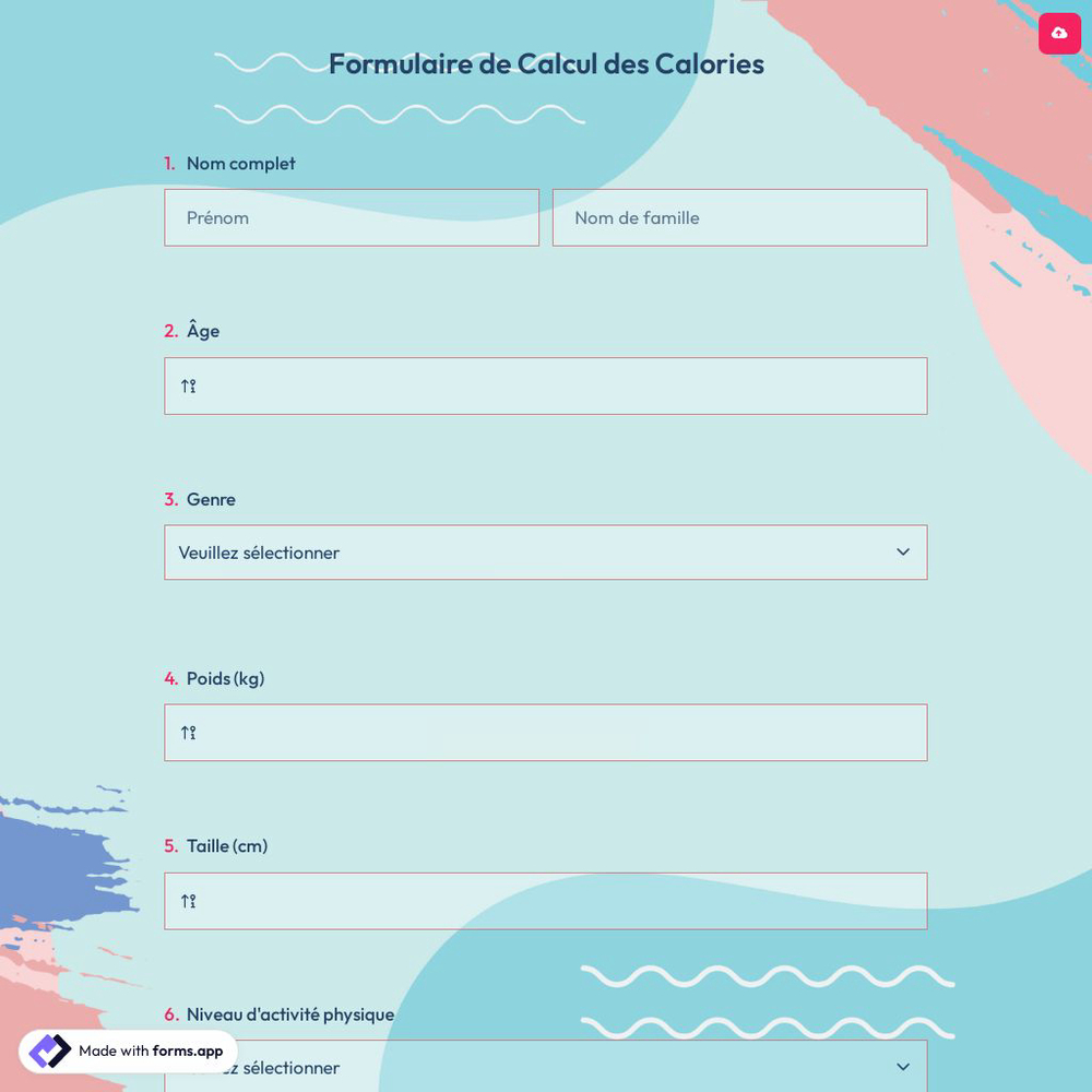 Formulaire de Calcul des Calories