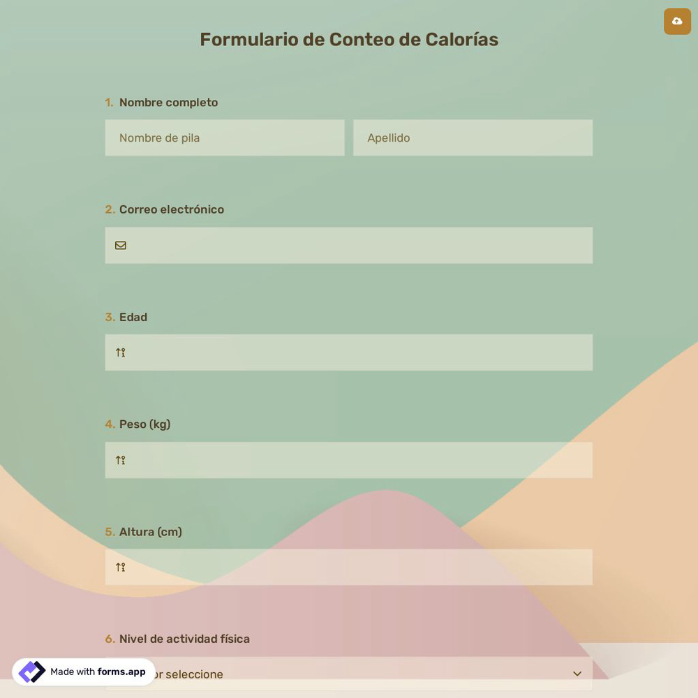 Formulario de Conteo de Calorías