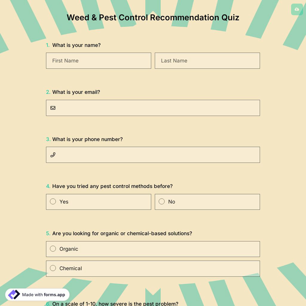 Weed & Pest Control Recommendation Quiz