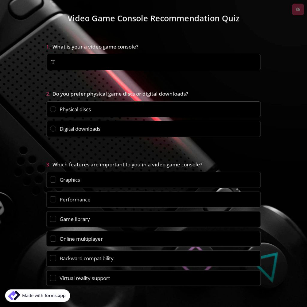 Video Game Console Recommendation Quiz