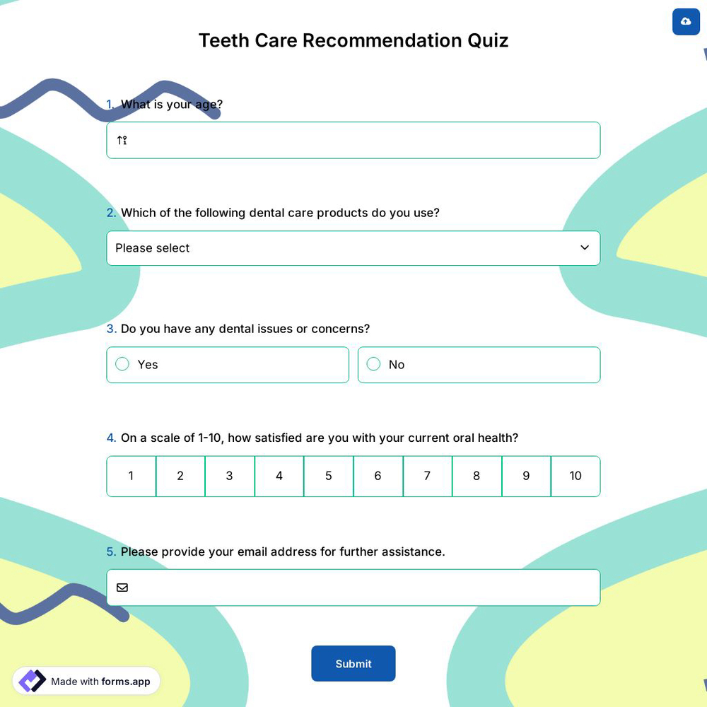 Teeth Care Recommendation Quiz