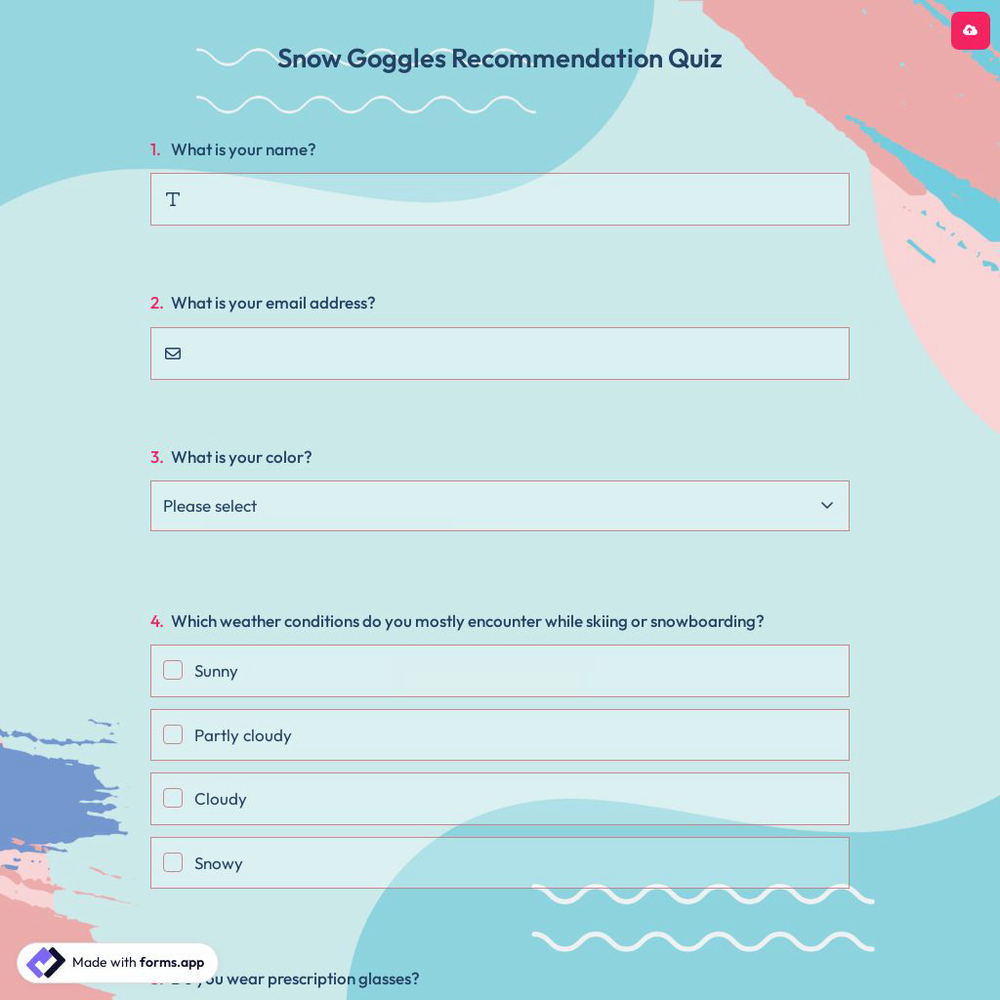 Snow Goggles Recommendation Quiz