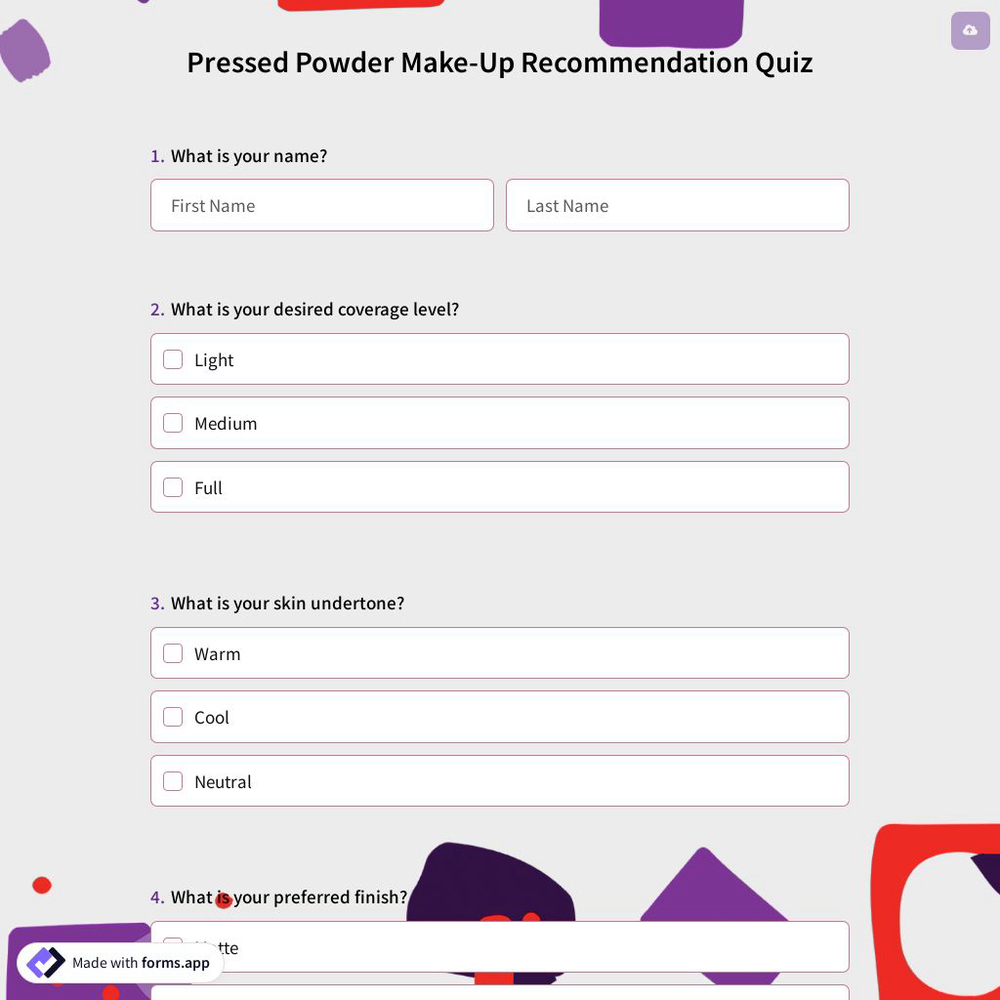 Pressed Powder Make-Up Recommendation Quiz