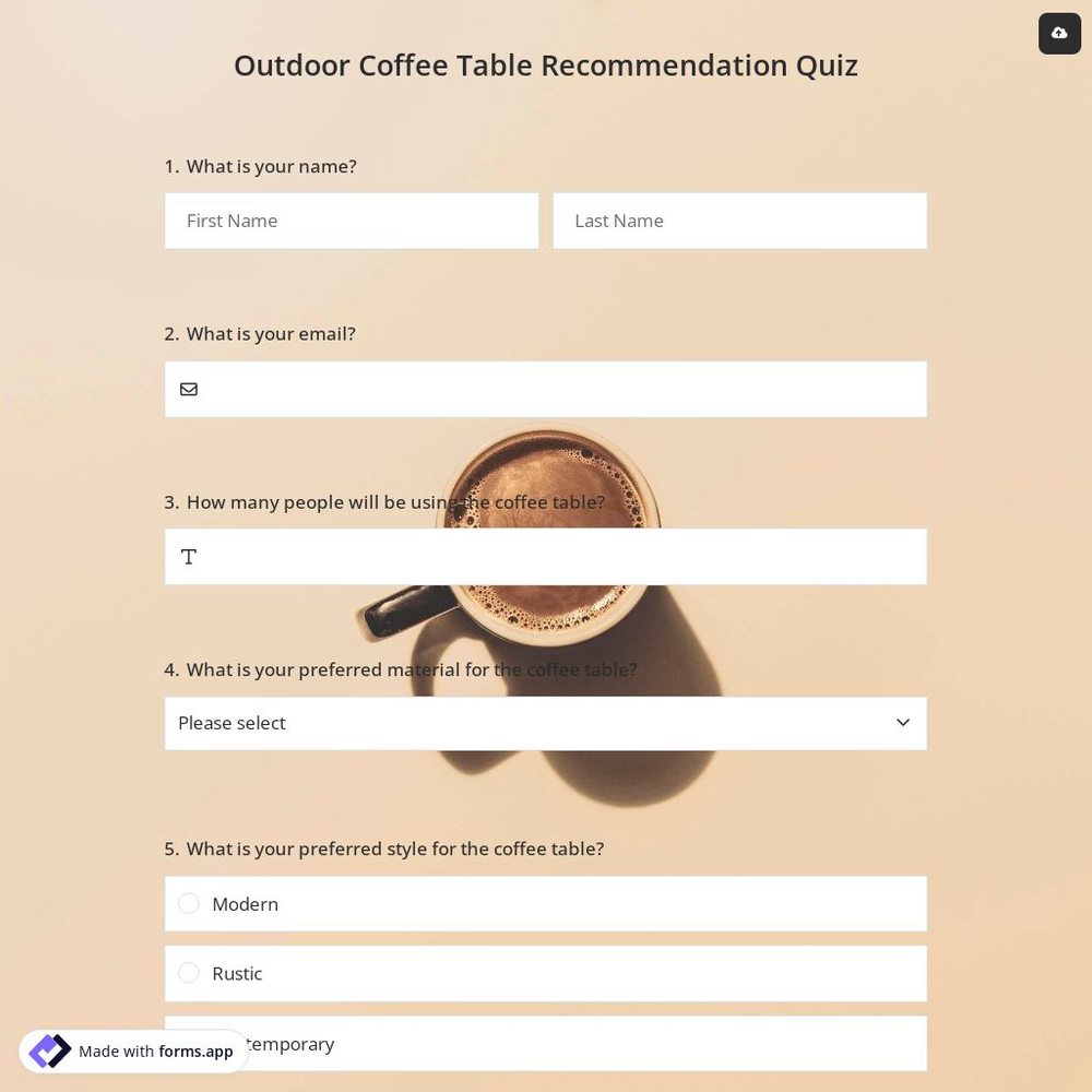 Outdoor Coffee Table Recommendation Quiz