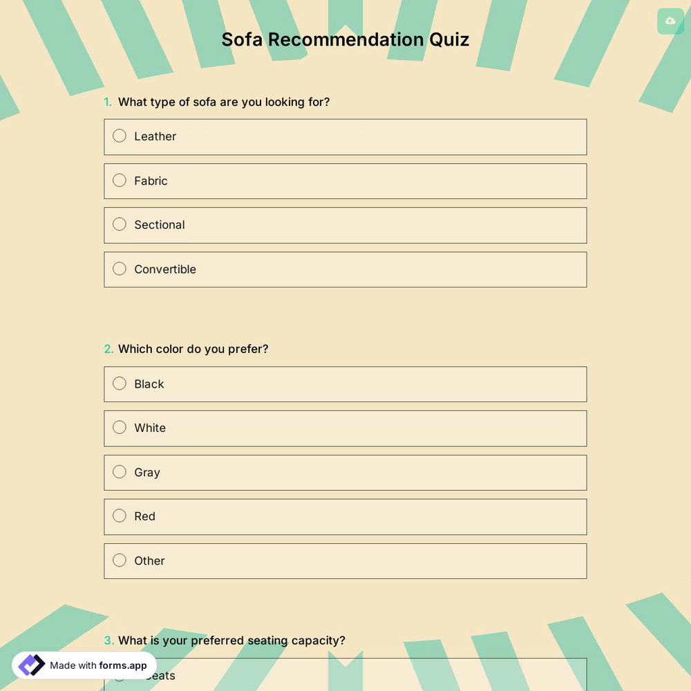 Sofa Recommendation Quiz