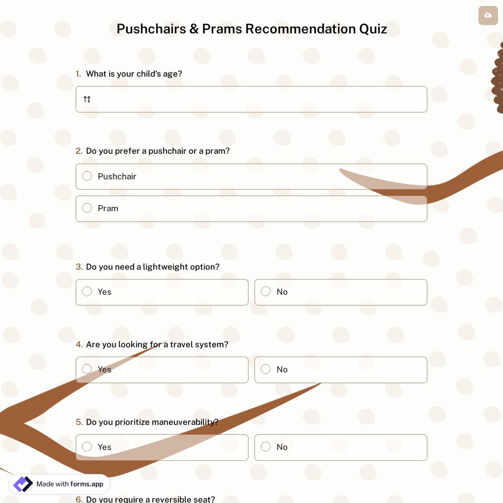 Pushchairs & Prams Recommendation Quiz