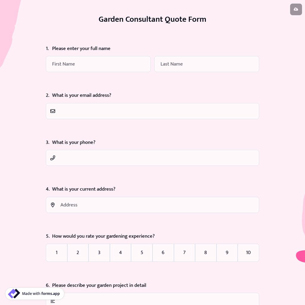 Garden Consultant Quote Form