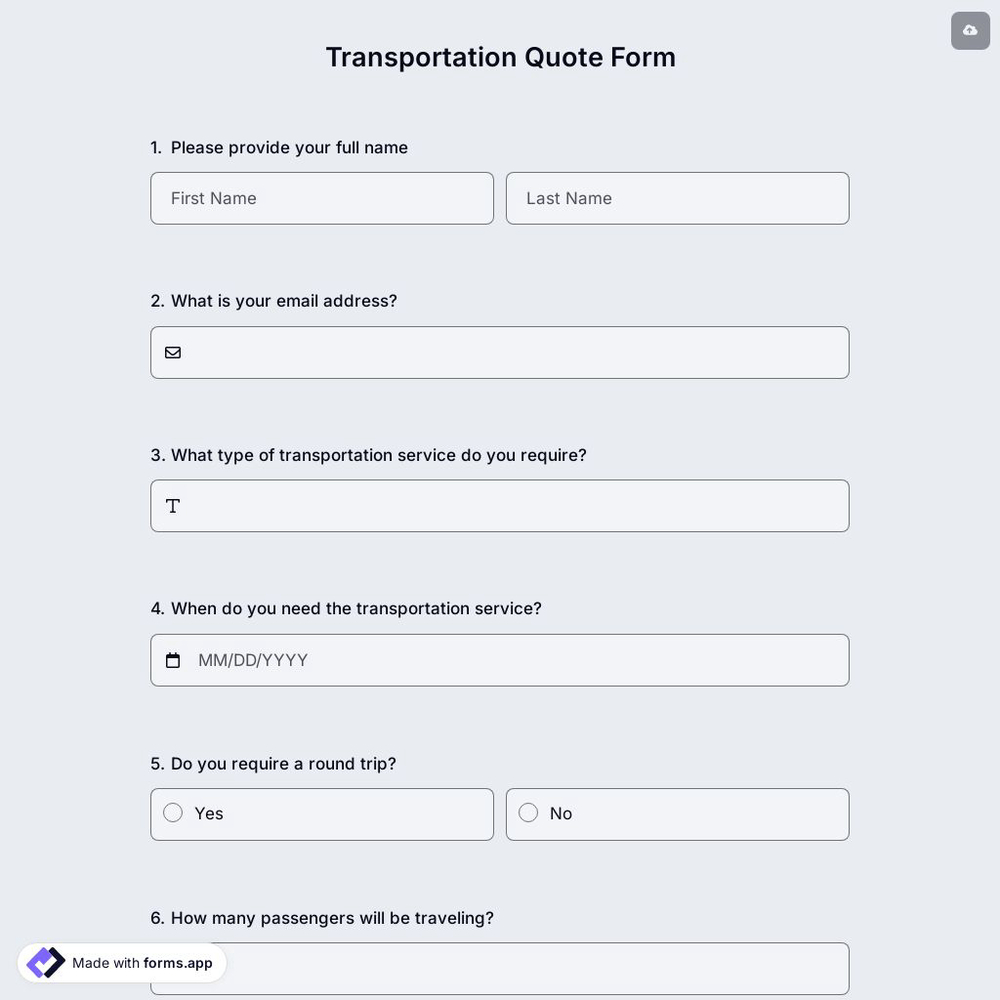Transportation Quote Form