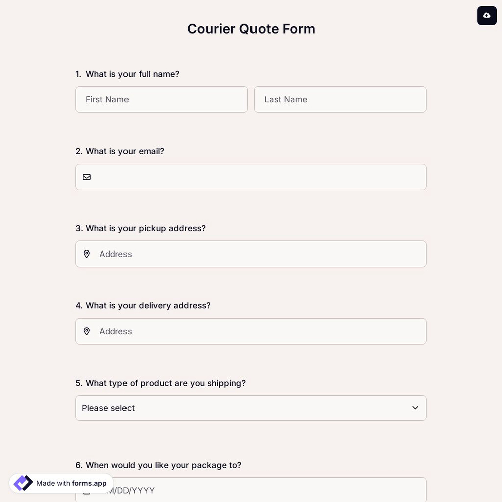 Courier Quote Form